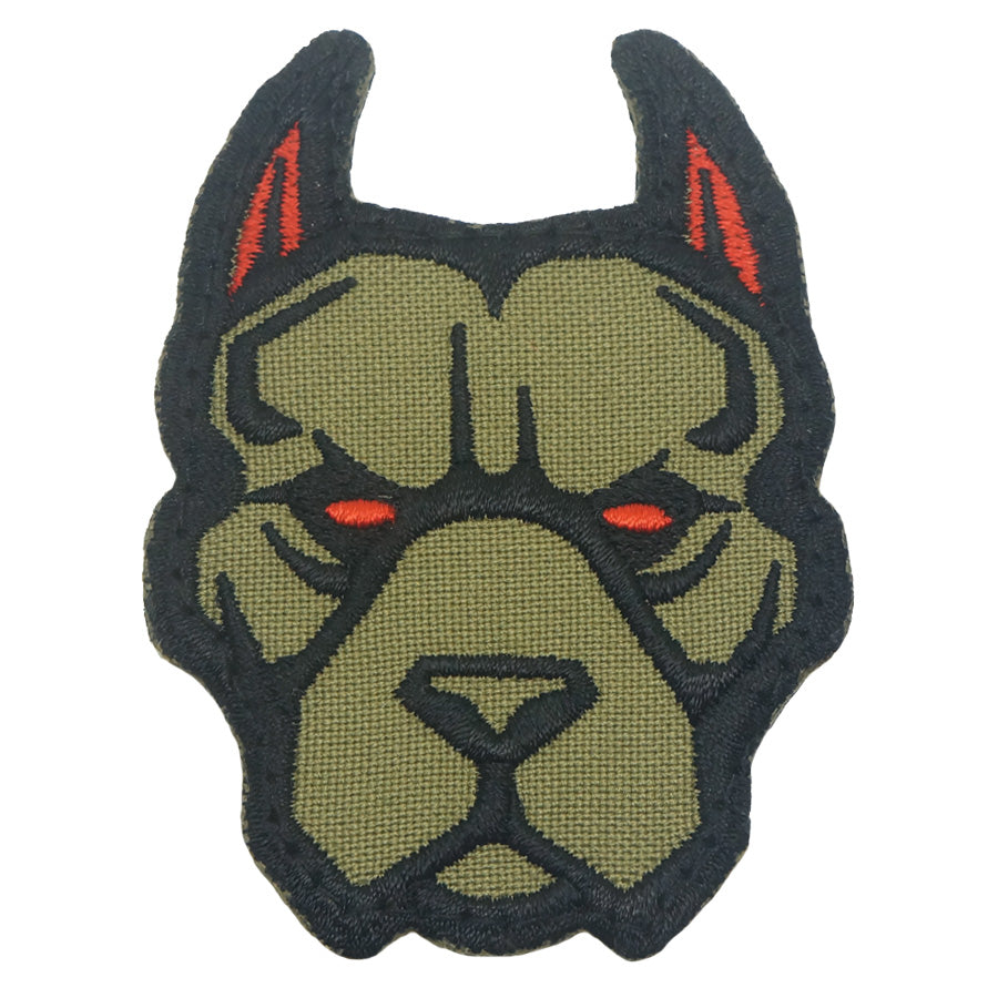 PIT BULL HEAD PATCH - OLIVE GREEN