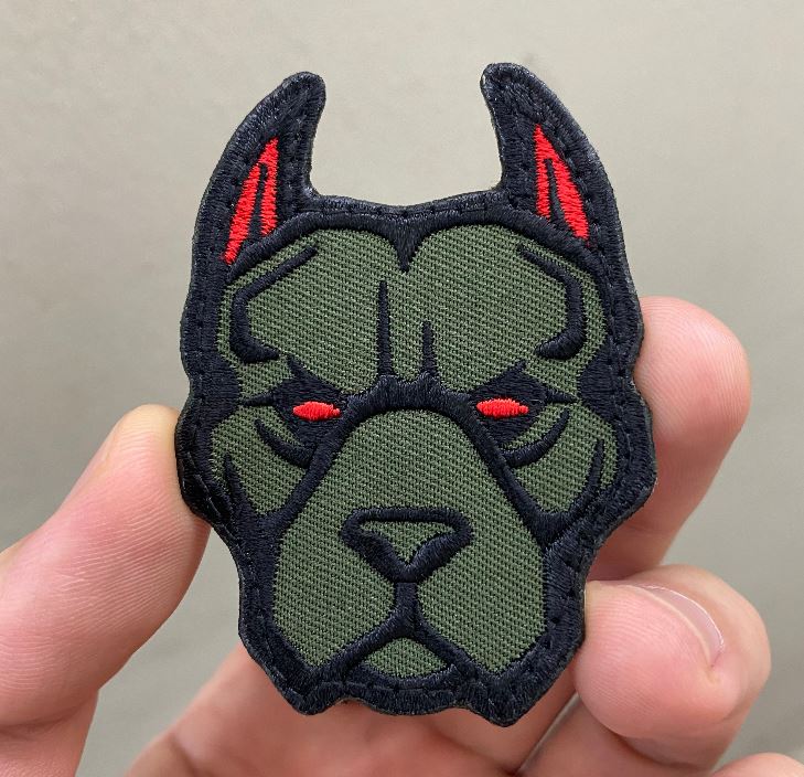PIT BULL HEAD PATCH - OD GREEN