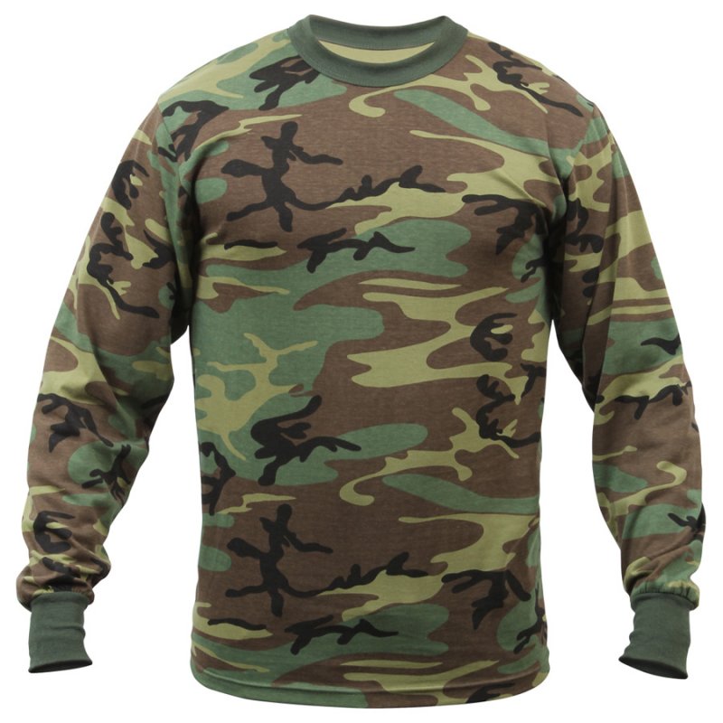 ROTHCO LONG SLEEVE CAMO T-SHIRT - WOODLAND CAMO - Hock Gift Shop | Army Online Store in Singapore