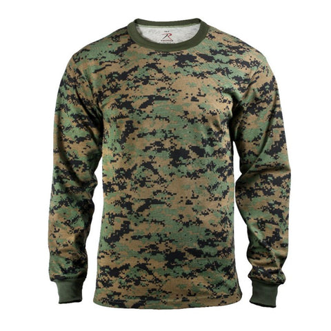 ROTHCO LONG SLEEVE CAMO T-SHIRT - WOODLAND DIGITAL - Hock Gift Shop | Army Online Store in Singapore
