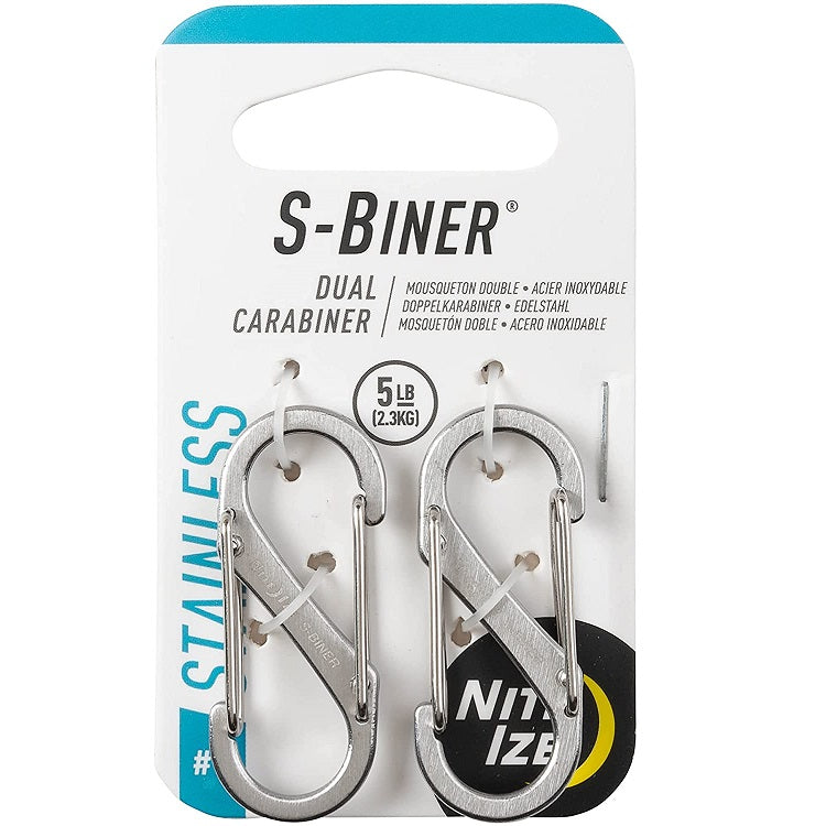 NITEIZE STEEL S-BINER SIZE 1 (TWIN PACK) - SILVER
