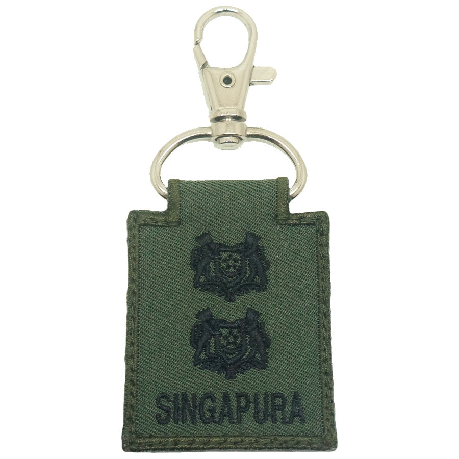 MINI SAF RANK KEYCHAIN - LTC (OD GREEN) (SWIVEL CARABINER HOOK)