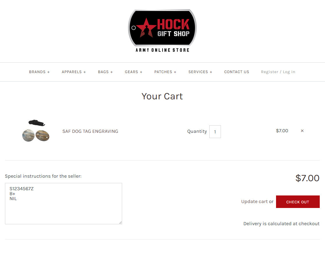 SAF DOG TAG ENGRAVING - Hock Gift Shop | Army Online Store in Singapore