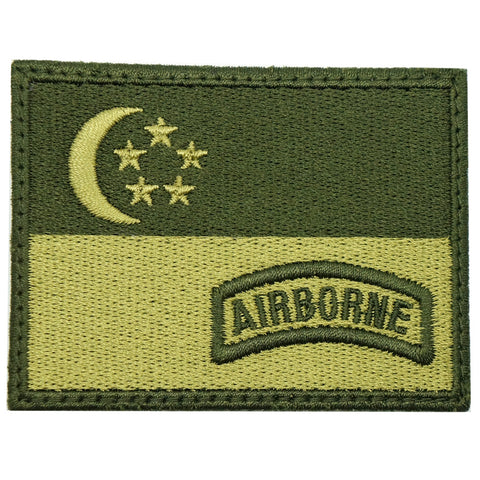 SINGAPORE FLAG WITH AIRBORNE TAB - OD GREEN
