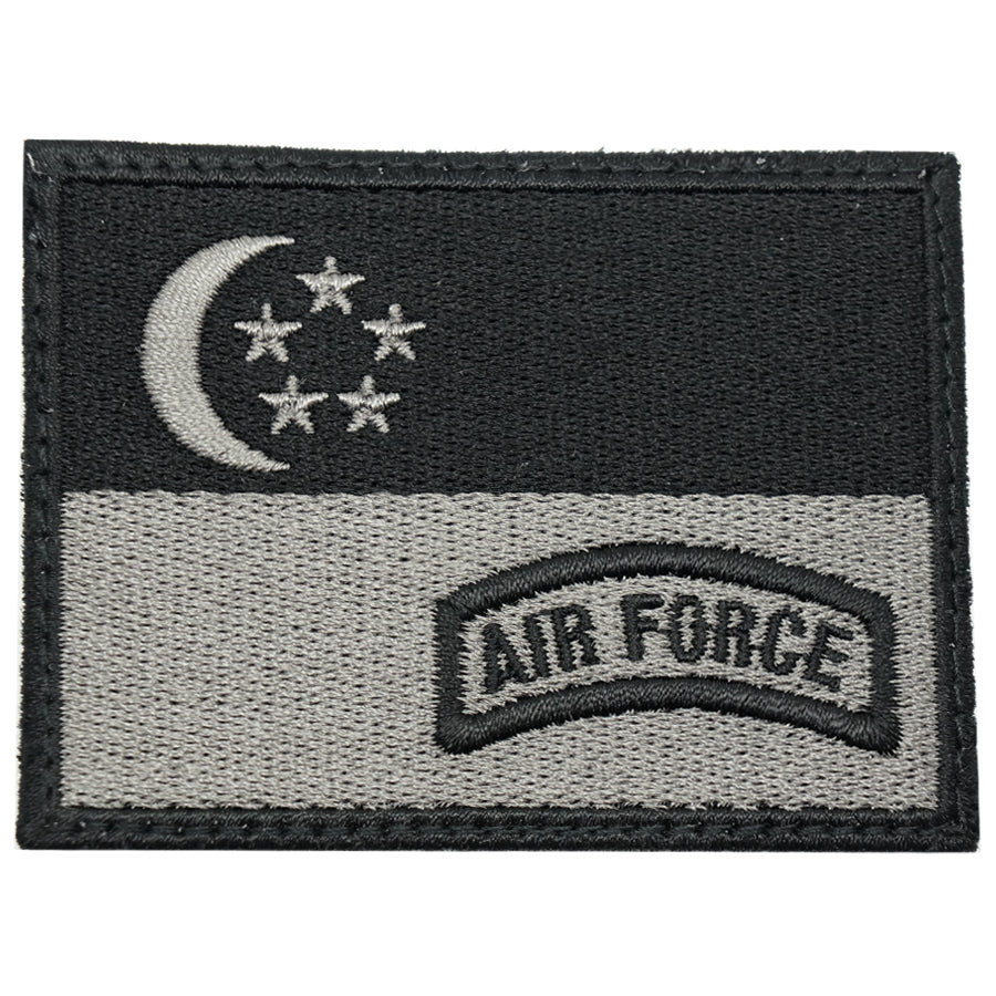 SINGAPORE FLAG WITH AIR FORCE TAB - BLACK FOLIAGE