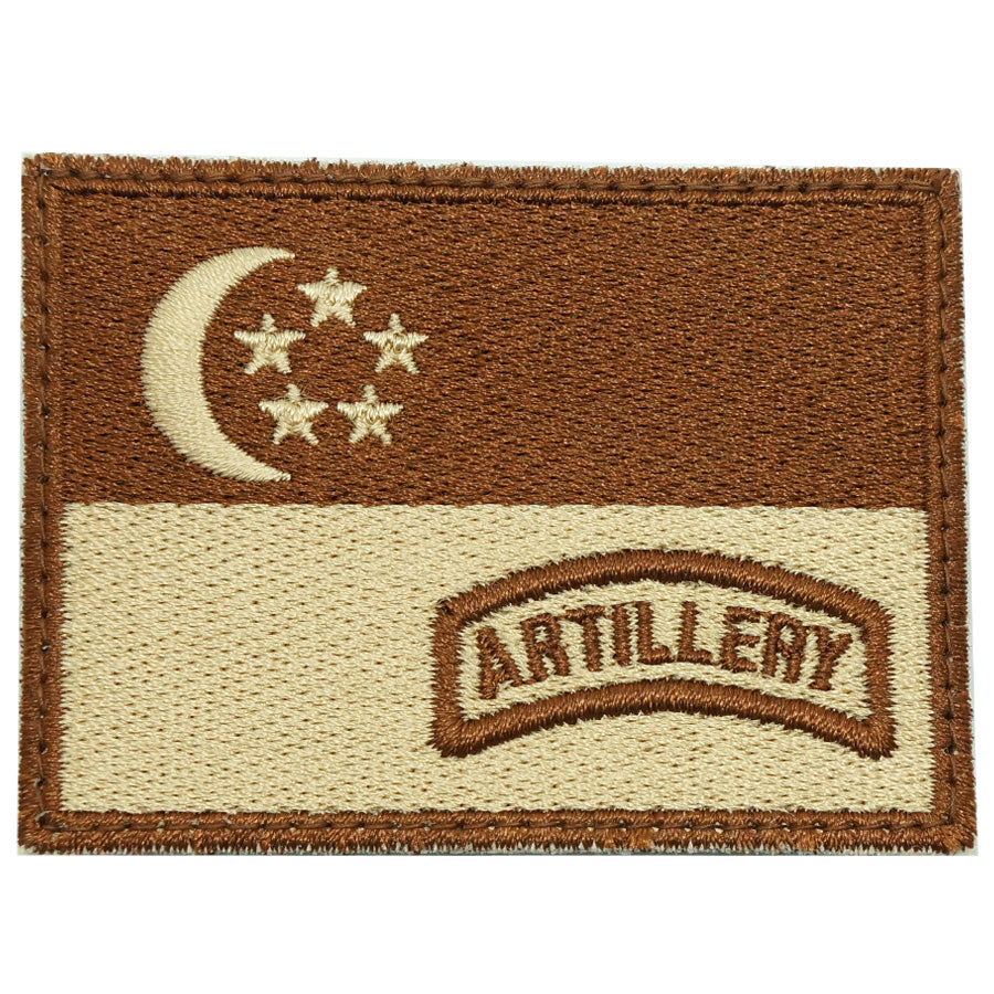 SINGAPORE FLAG WITH ARTILLERY TAB - KHAKI
