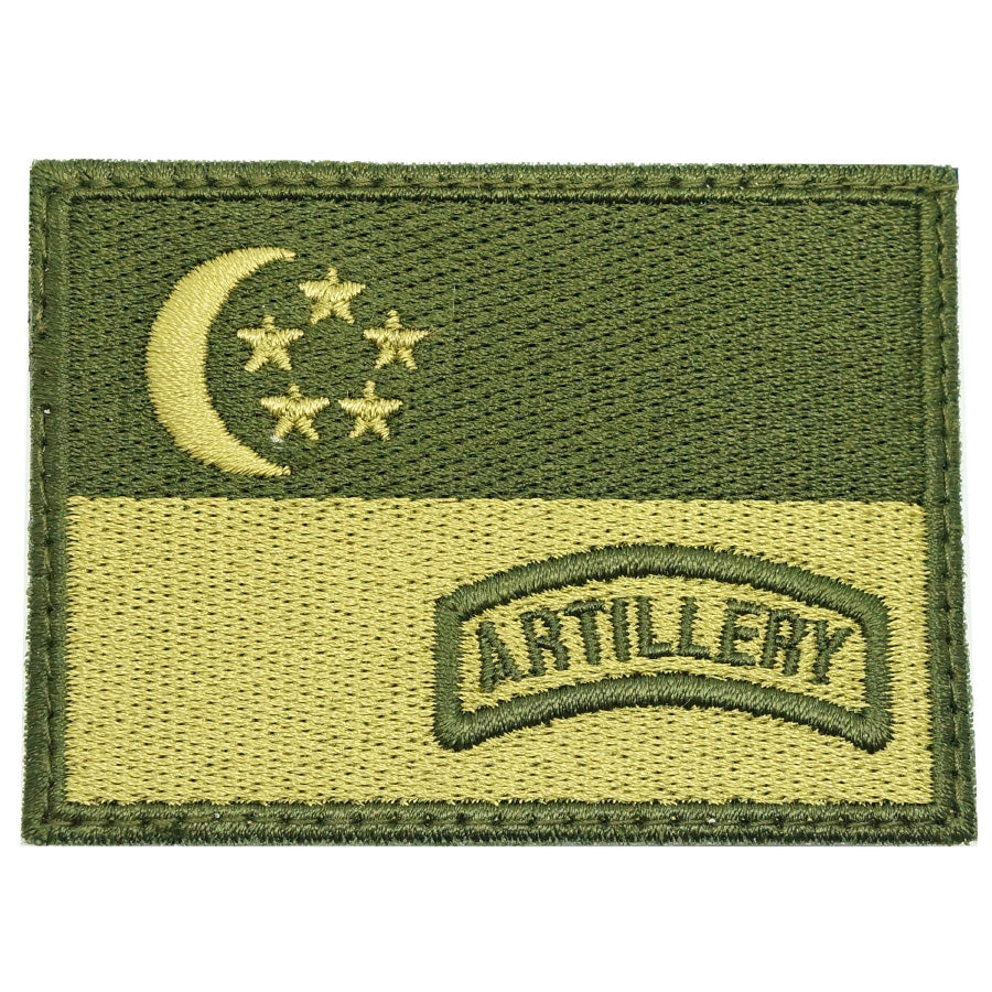SINGAPORE FLAG WITH ARTILLERY TAB - OD GREEN