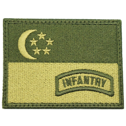 SINGAPORE FLAG WITH INFANTRY TAB - OD GREEN