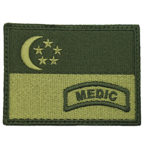 SINGAPORE FLAG WITH MEDIC TAB - OD GREEN