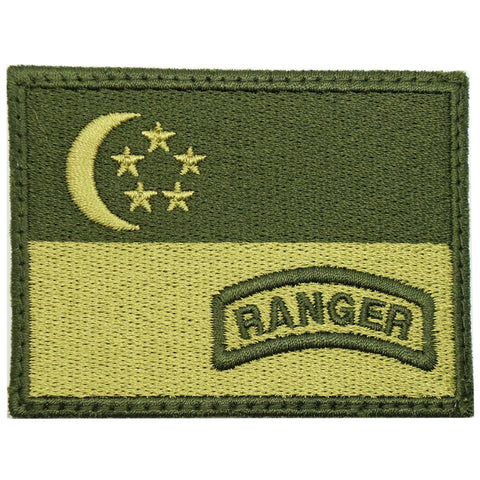 SINGAPORE FLAG WITH RANGER TAB - OD GREEN