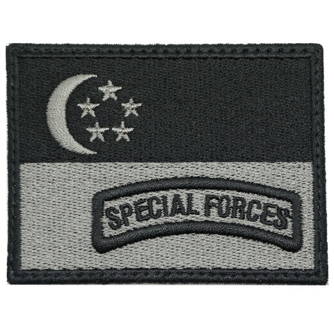 SINGAPORE FLAG WITH SPECIAL FORCES TAB - BLACK FOLIAGE