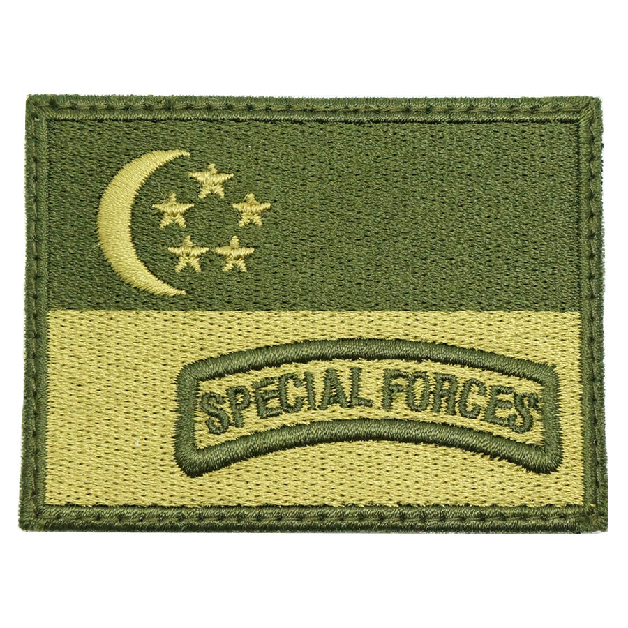 SINGAPORE FLAG WITH SPECIAL FORCES TAB - OD GREEN