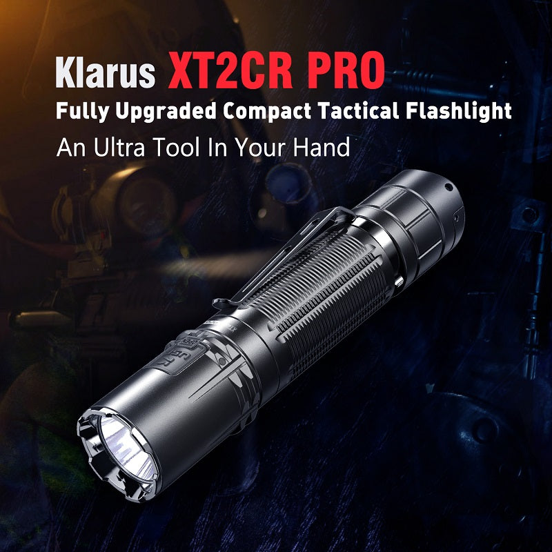 KLARUS XT2CR PRO USB-C RECHARGEABLE STROBE READY FLASHLIGHT - 2100 LUMENS (BLACK)