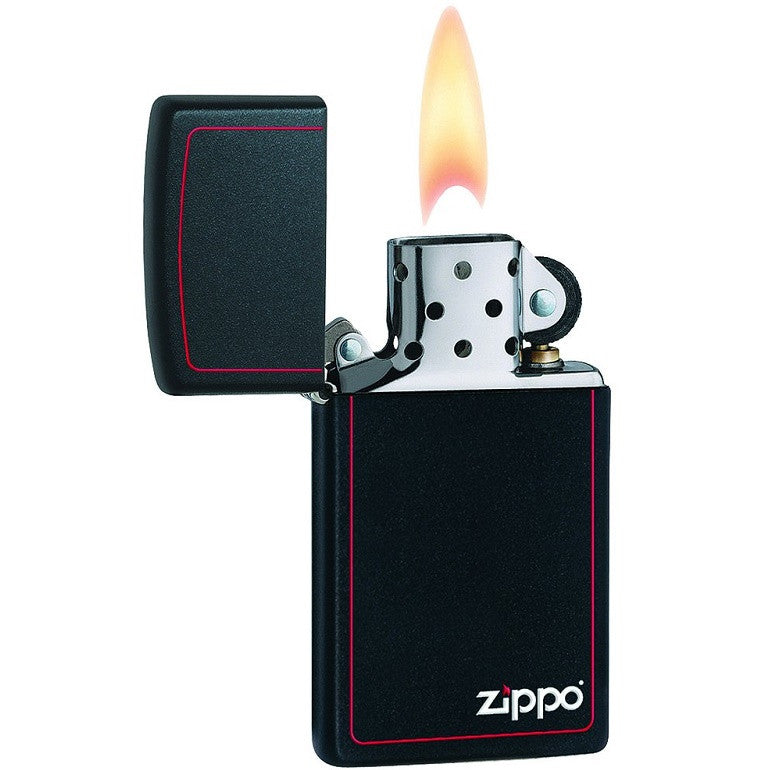 ZIPPO BLACK MATTE ZIPPO LOGO WITH RED BORDER
