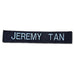 AIR FORCE COVERALL NAME TAG EMBROIDERY - 1 PIECE (HOOK SIDE VELCRO BACKING)
