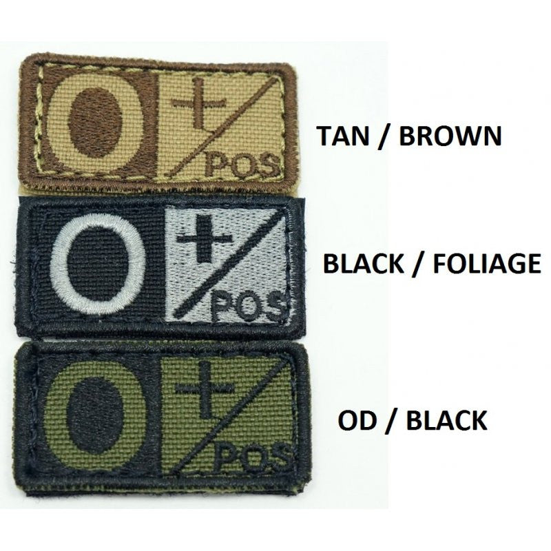 Blood Type O Positive Desert Version A Patch Hook And Loop, Medical Patches, Army Patches