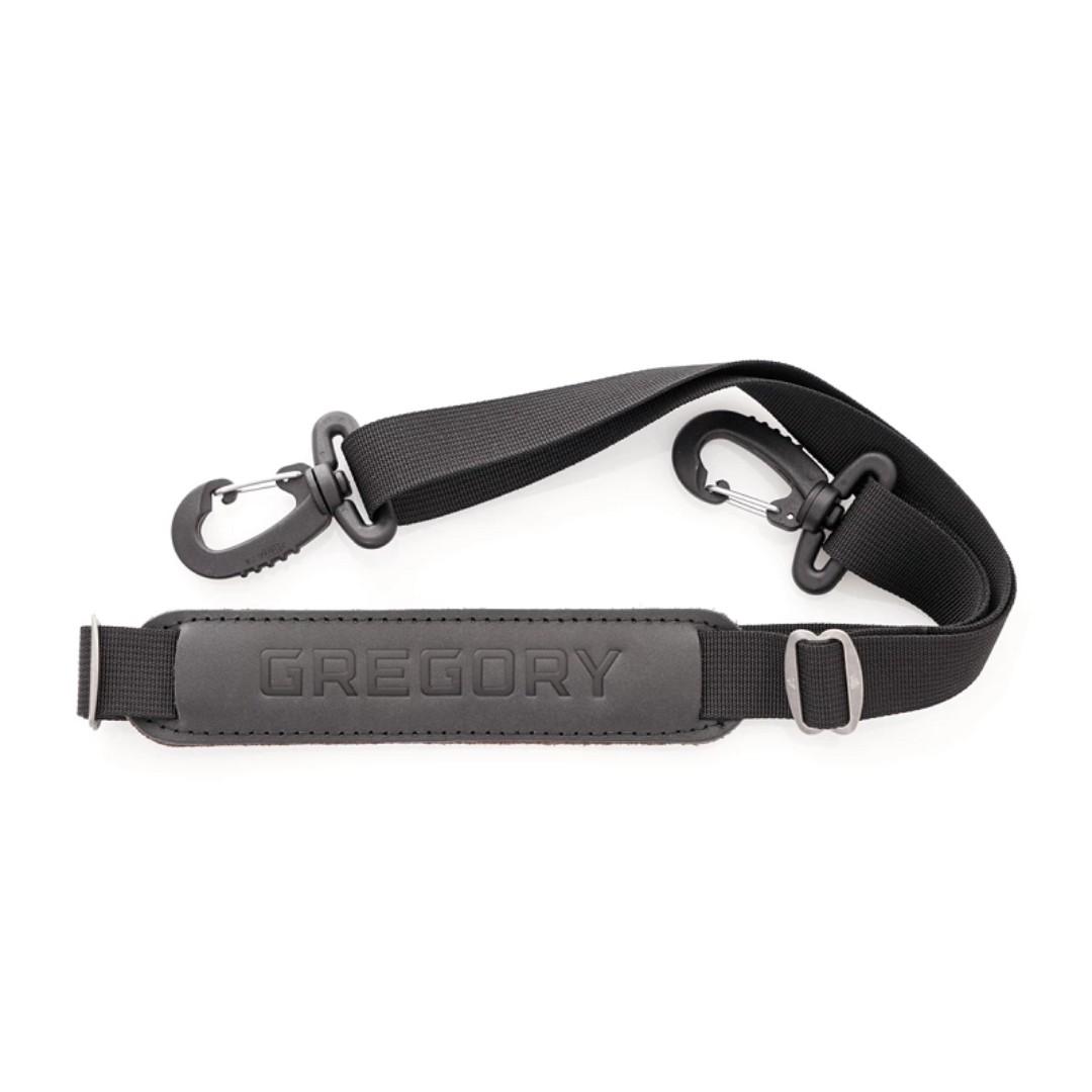 GREGORY LEATHER EMBOSSED SHOULDER STRAP - BLACK