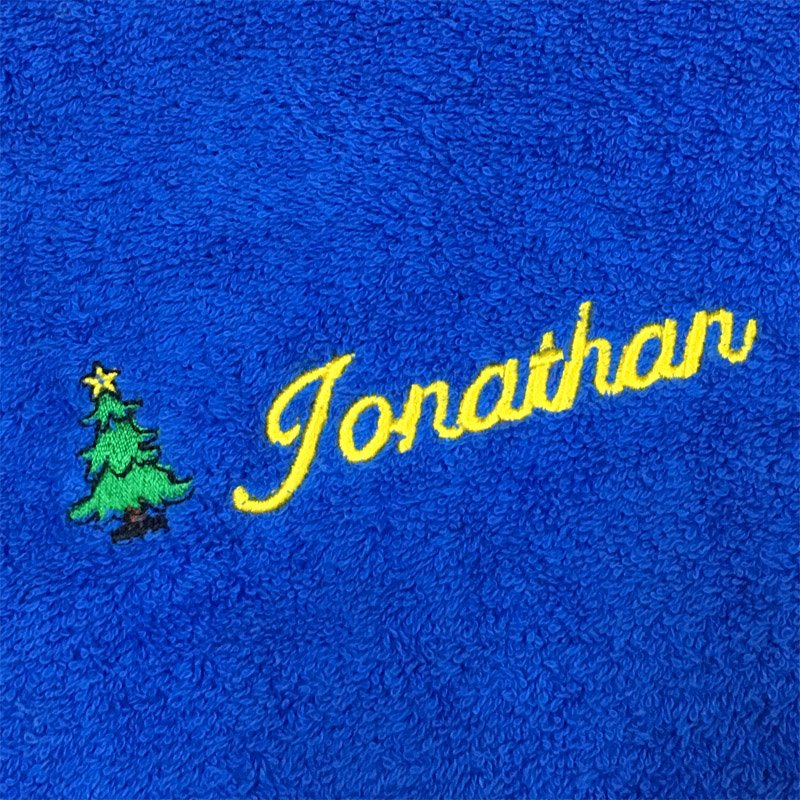 GUEST TOWEL WITH NAME & XMAS TREE EMBROIDERY (BLUE)