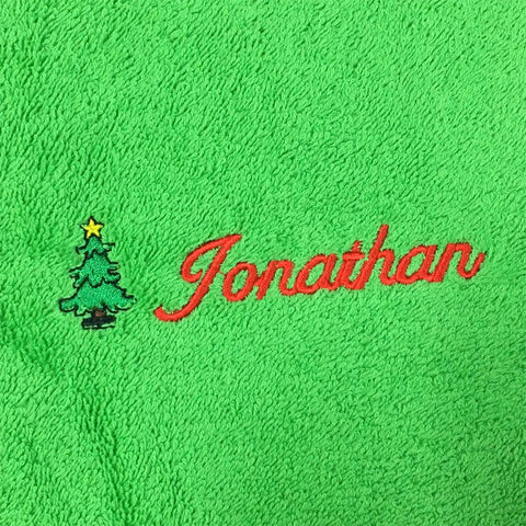 GUEST TOWEL WITH NAME & XMAS TREE EMBROIDERY (GREEN)