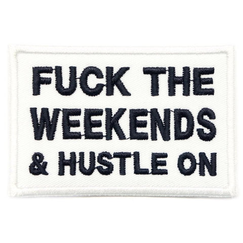 HUSTLE ON PATCH - WHITE WITH BLACK WORDS - Hock Gift Shop | Army Online Store in Singapore