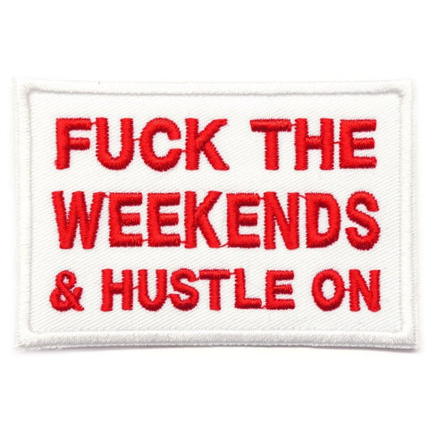HUSTLE ON PATCH - WHITE WITH RED WORDS - Hock Gift Shop | Army Online Store in Singapore