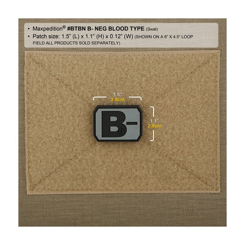 MAXPEDITION B- NEG BLOOD TYPE PATCH - GLOW - Hock Gift Shop | Army Online Store in Singapore