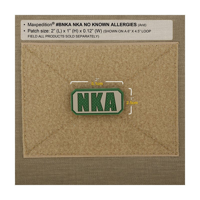 MAXPEDITION NKA NO KNOWN ALLERGIES PATCH - ARID