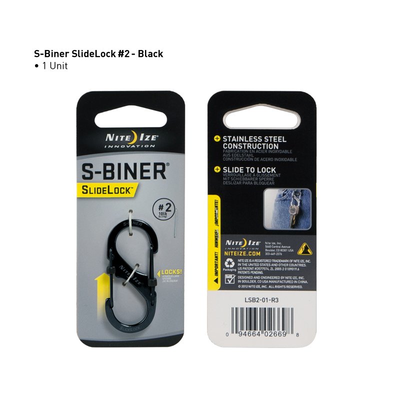 NITEIZE S-BINER SLIDELOCK STEEL SIZE 2 - BLACK