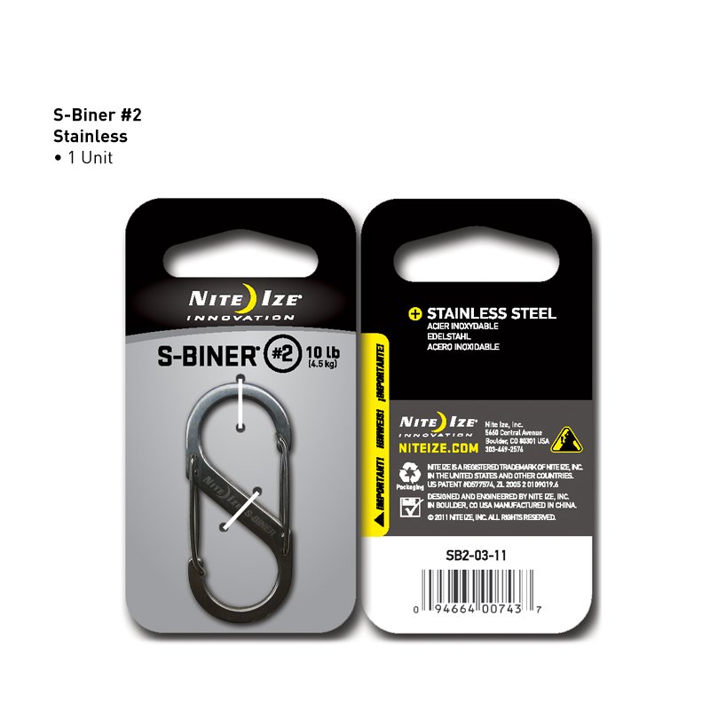 NITEIZE STEEL S-BINER SIZE 2 - SILVER