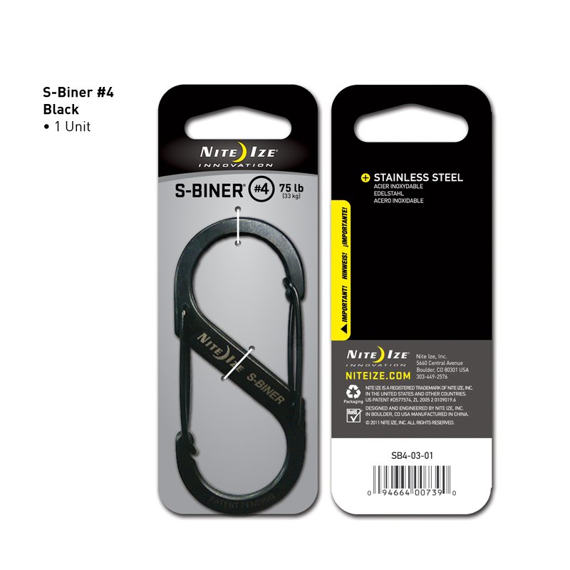NITEIZE STEEL S-BINER SIZE 4 - BLACK