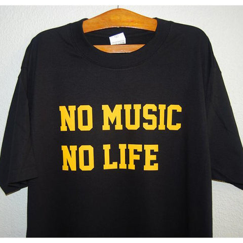 HGS T-SHIRT - NO MUSIC NO LIFE (YELLOW PRINT) - Hock Gift Shop | Army Online Store in Singapore