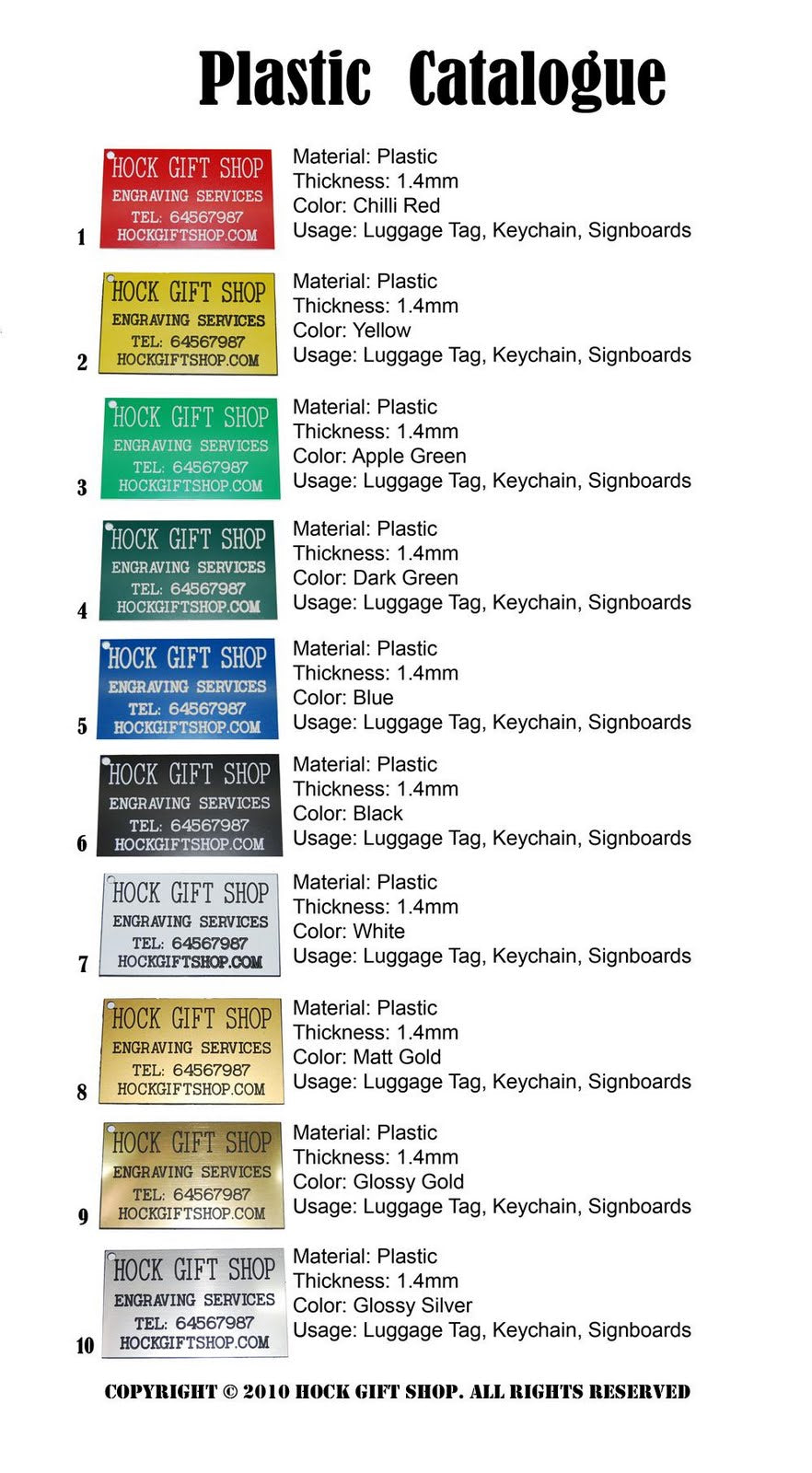 PLASTIC NAME TAG - 2 LINES