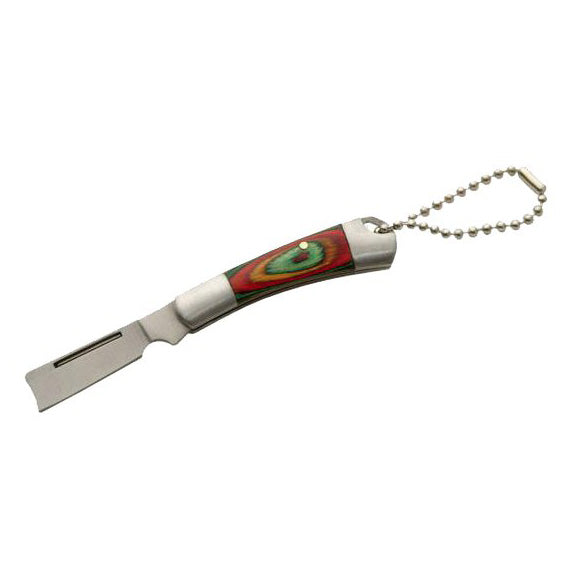 RAZOR BLADE KEYCHAIN KNIFE 2.5" COLORWOOD HANDLES 210878 - Hock Gift Shop | Army Online Store in Singapore