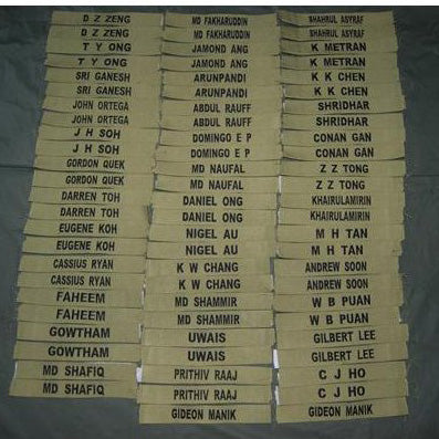 SAF NUMBER 4 NAME TAG EMBROIDERY (3PCS) - Hock Gift Shop | Army Online Store in Singapore