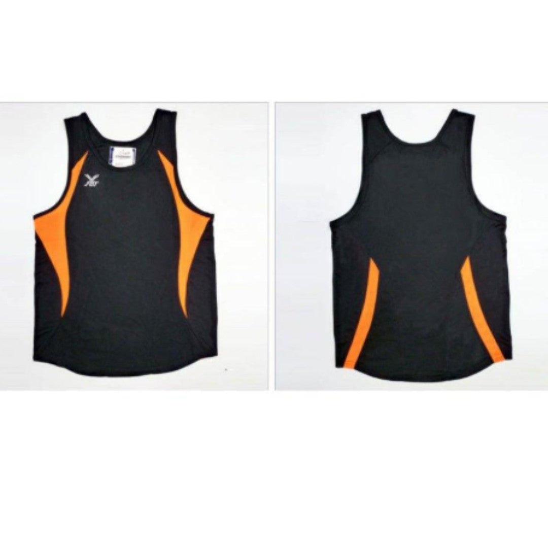 FBT MENS RUNNING TOP #619 (BLACK ORANGE, SIZE S)