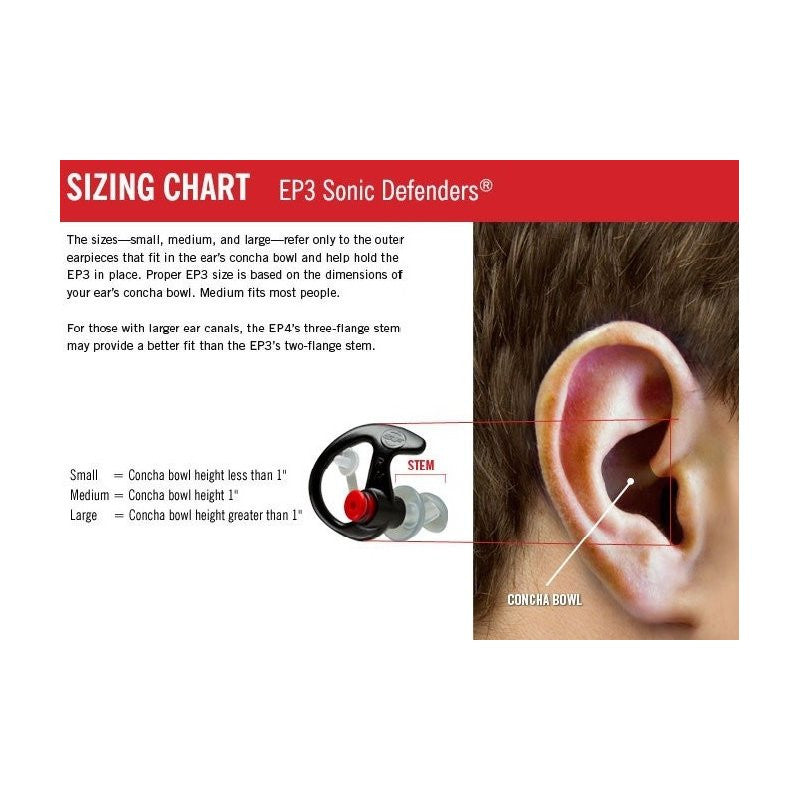 SUREFIRE EP3 SONIC DEFENDERS FILTERED DOUBLE FLANGED EARPLUGS