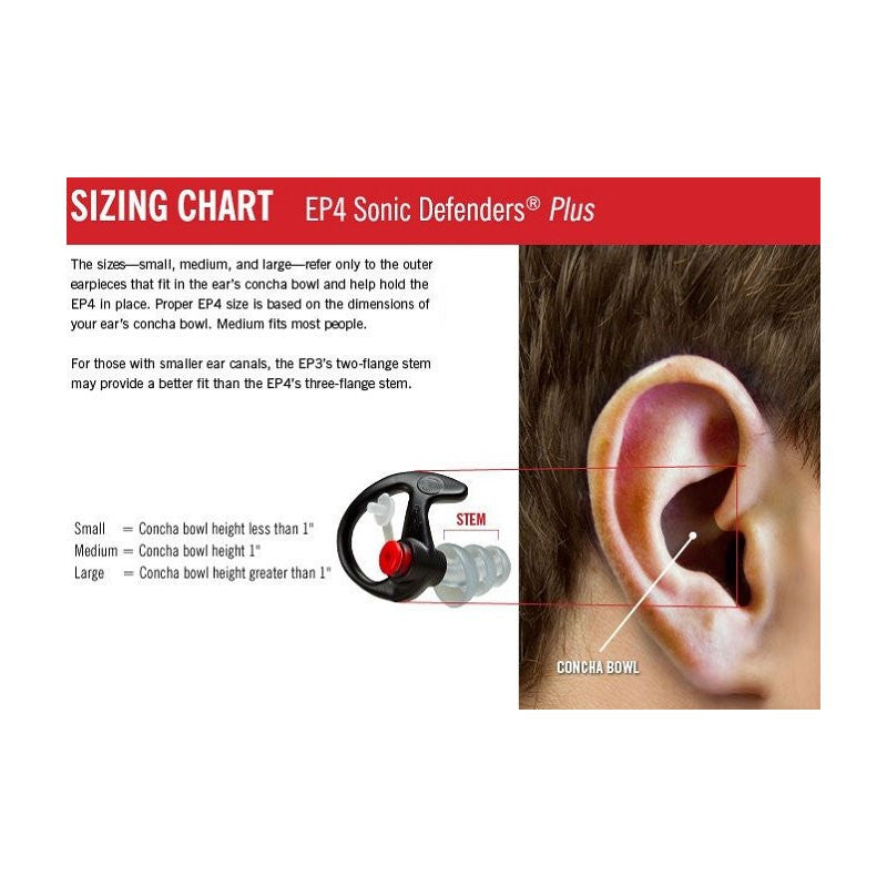 SUREFIRE EP4 SONIC DEFENDER PLUS FILTERED TRIPLE FLANGED EARPLUG